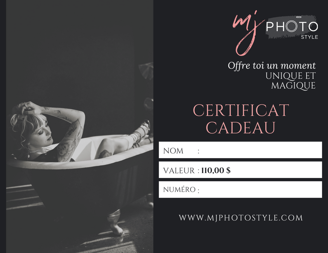 Certificat cadeau BOUDOIR - 100$