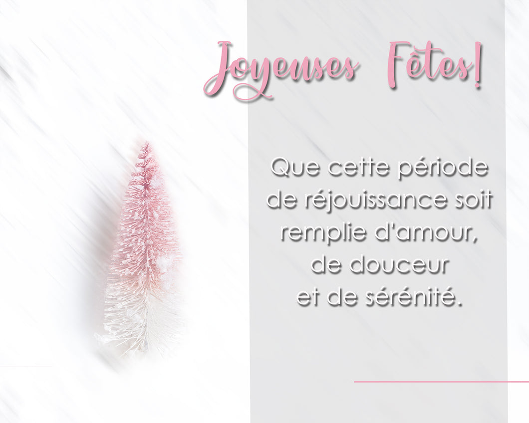 Carte de souhait de Noël MJ - NUMÉRIQUE NON-PERSONNALISABLE - Sapin rose
