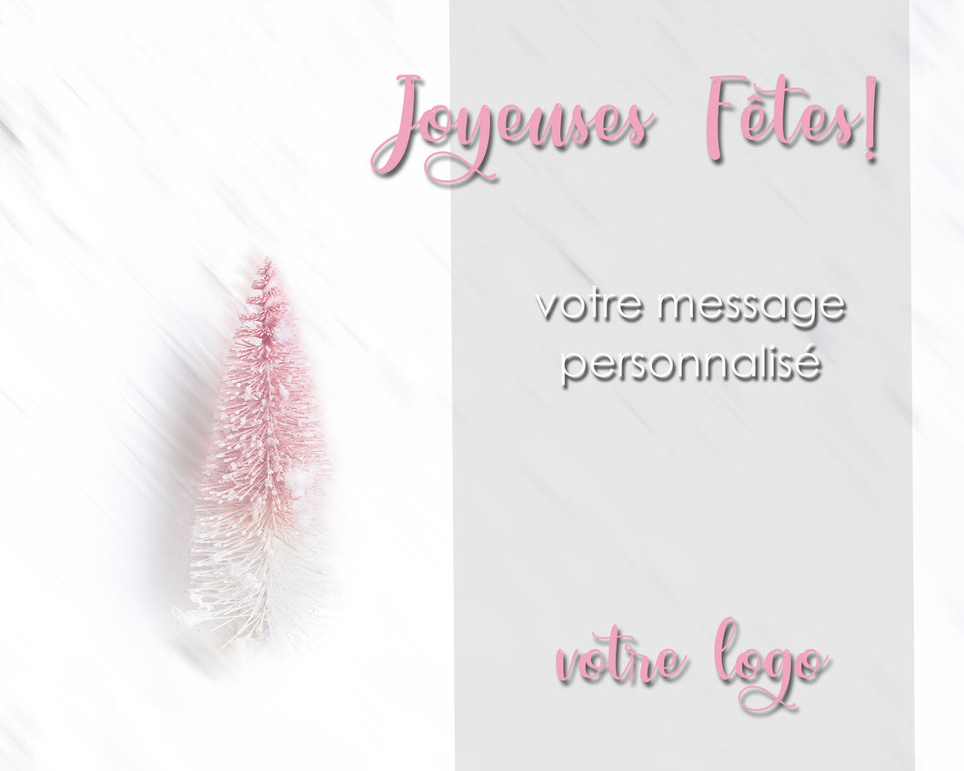 Carte de souhait de Noël MJ - NUMÉRIQUE PERSONNALISABLE - Sapin rose