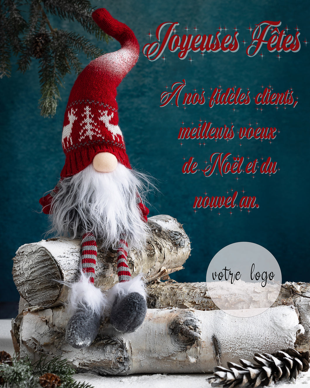 Carte de souhait de Noël MJ - NUMÉRIQUE PERSONNALISABLE - Gnome