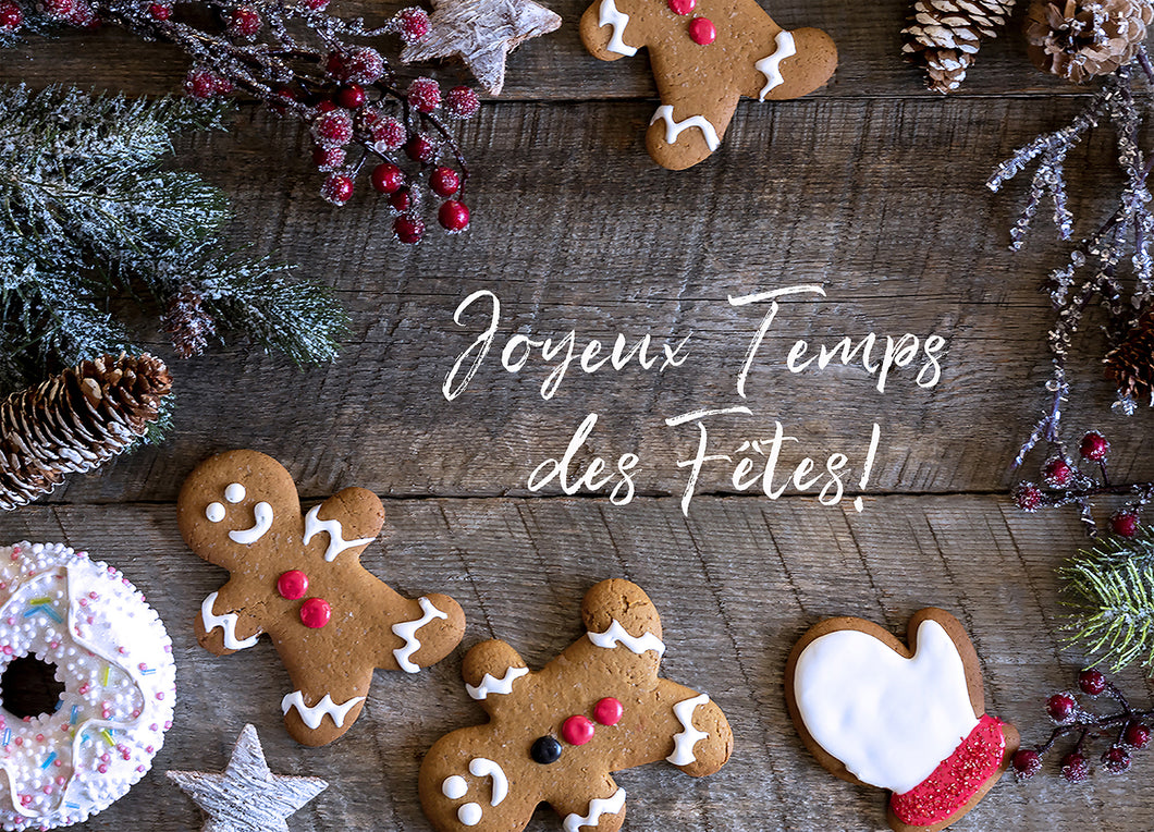 Carte de souhait de Noël MJ 5''x7'' - Pain épices
