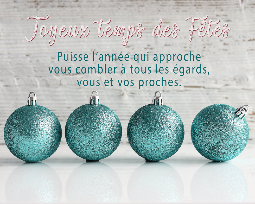 Carte de souhait de Noël MJ - NUMÉRIQUE NON-PERSONNALISABLE - Boule turquoise