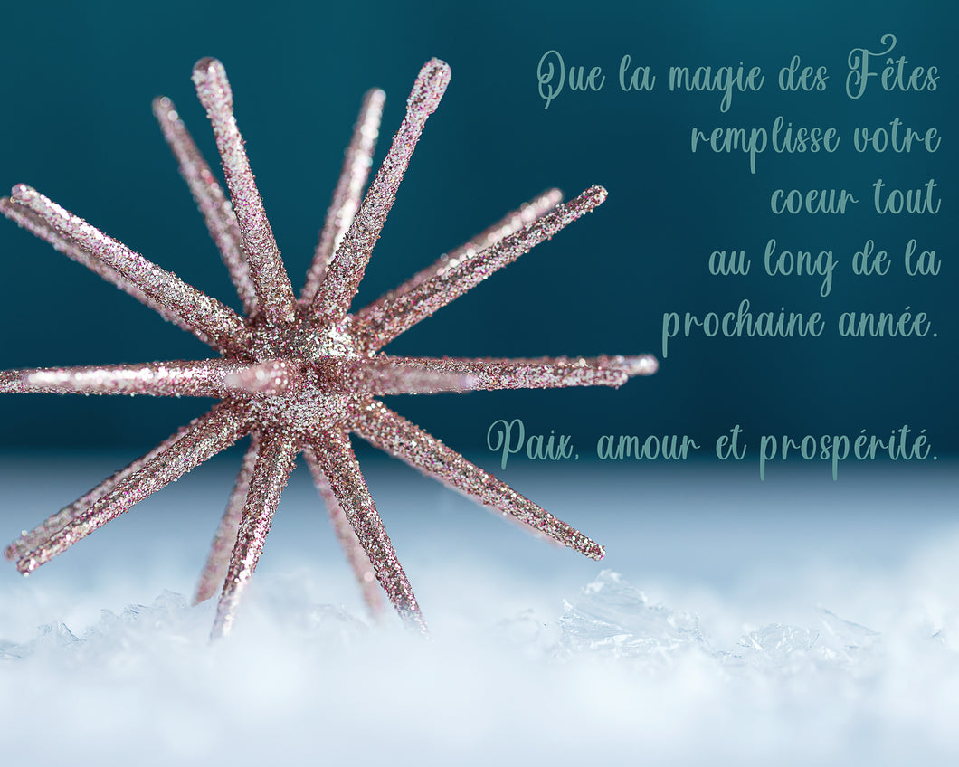 Carte de souhait de Noël MJ - NUMÉRIQUE NON-PERSONNALISABLE - Étoile rose