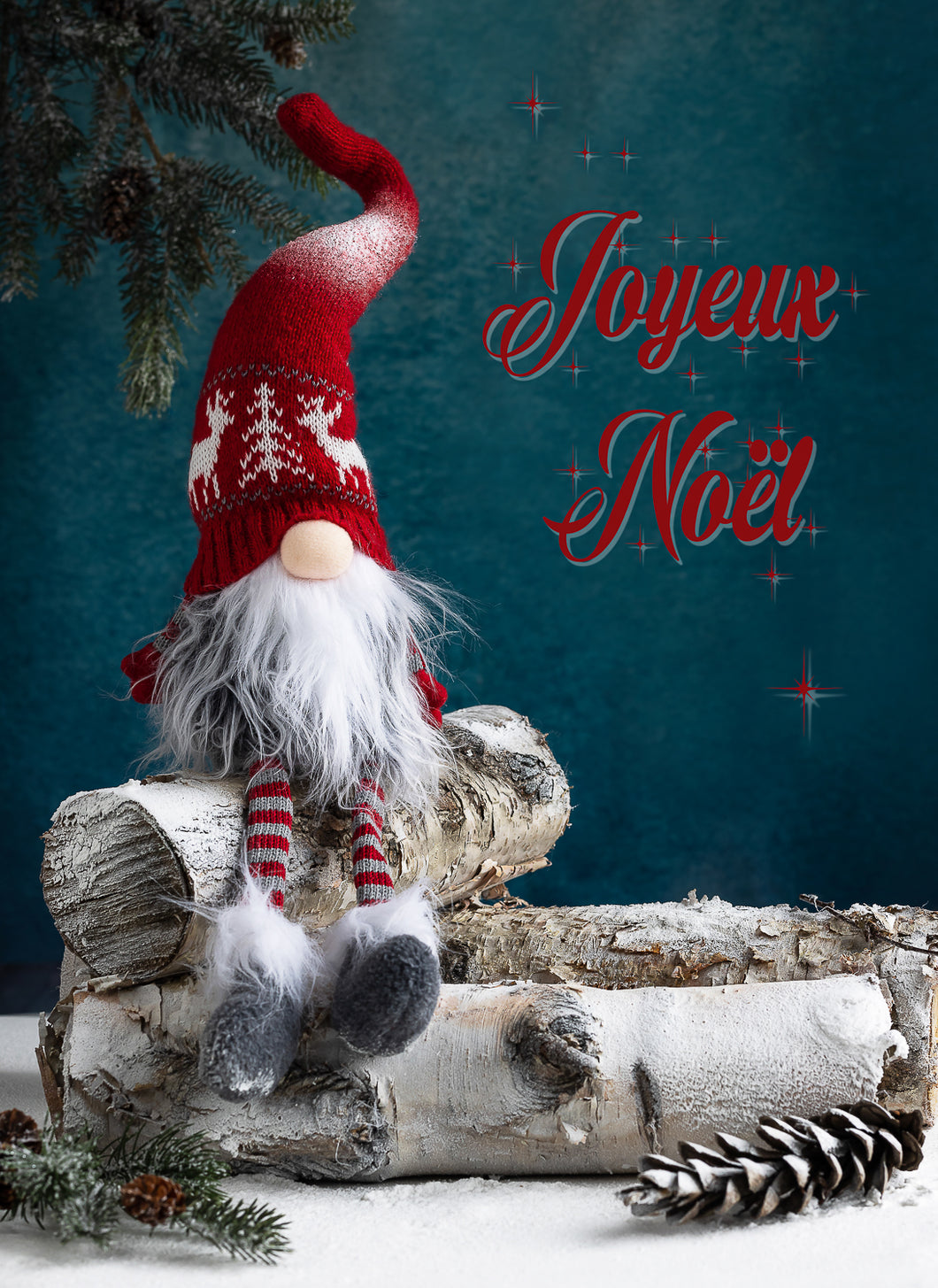 Carte de souhait de Noël MJ - 5''x7'' - Gnome